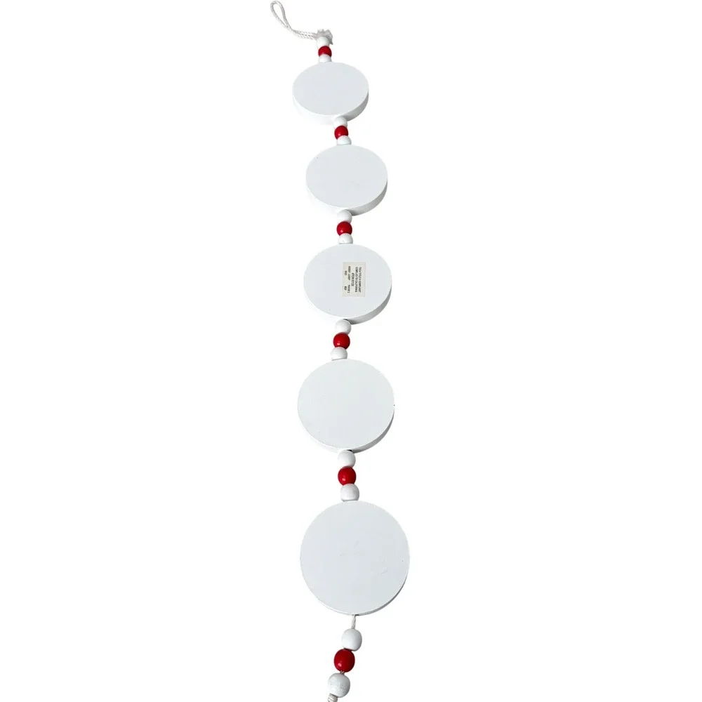 Hobby Lobby Peppermint Candy Wooden Bead Garland Red White Christmas Decor 24in